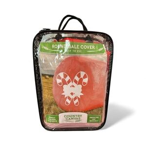 COUNTRY CANVAS Christmas Candy Cane Holiday Bale Round Roll Cover Ranch & Farm